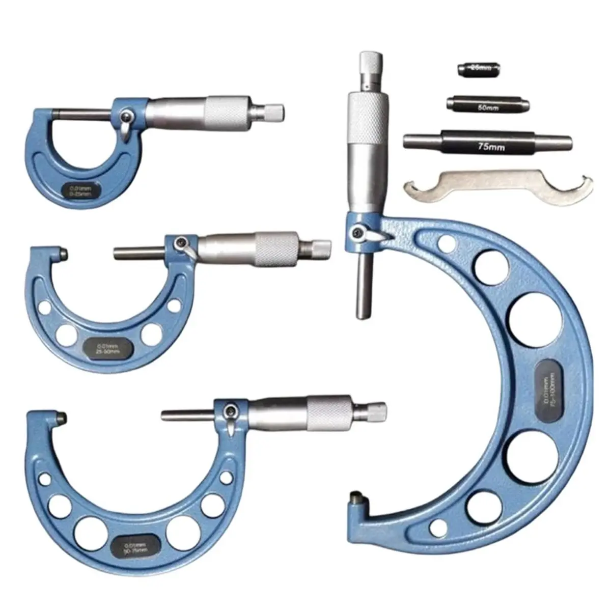 Home Tool 4PCS Micrometer Set 0-4 Inch, Outside Micrometers 0.0001 Inch Graduation, Professional Machinist Tools