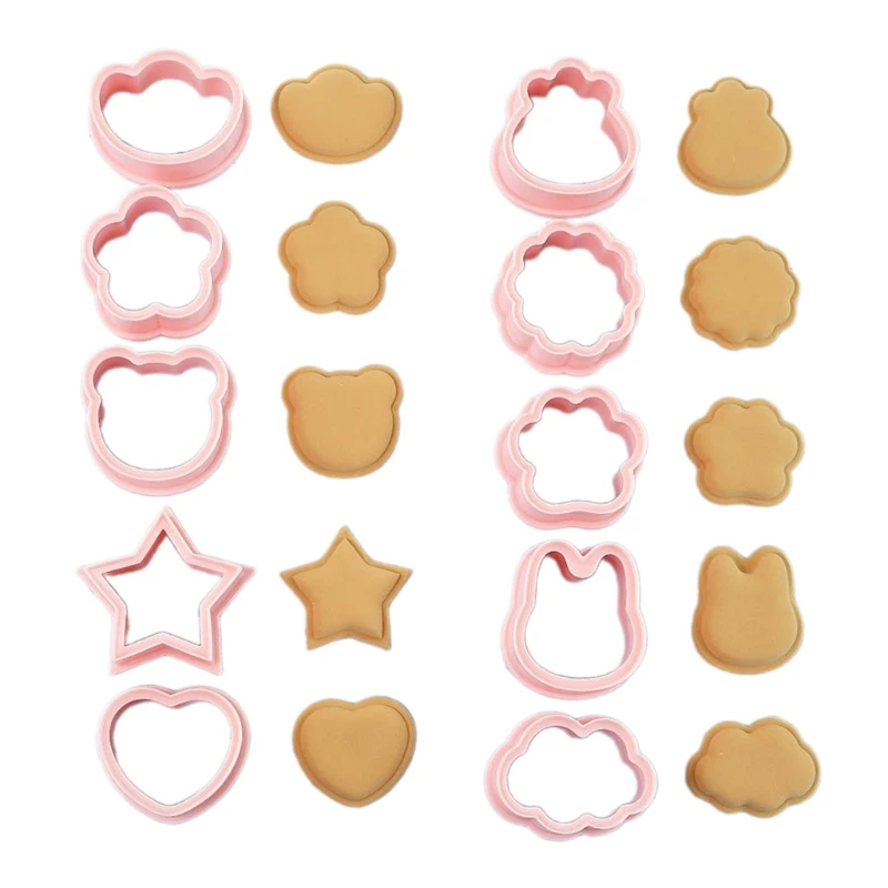 10Pcs Cartoon Pattern Cookie Cutter Plastic Cookie Molds Fondants Molds Biscuit Cutter Decorating Tool Dishwasher Safe Dropsale