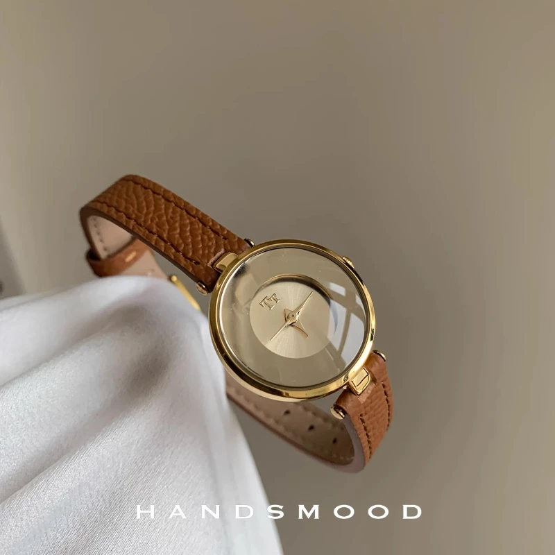 New luxury women's watch Light Luxury mirror Quartz small dial Creative leather Ladies Watch Birthday gift