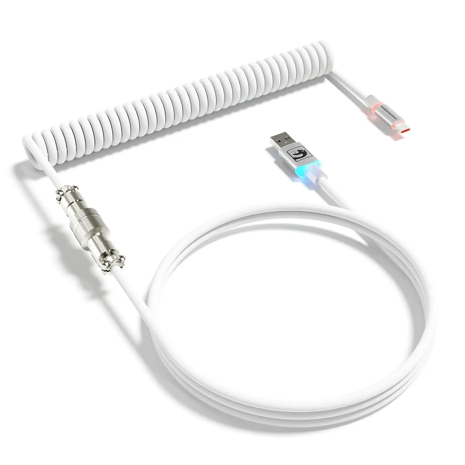 

MAMBASNAKE C01Ultra RGB Coiled Keyboard Cable Coiled USB C Cable, RGB,Pro Custom Double-Sleeved, Type-C to USB-A, TPU Material