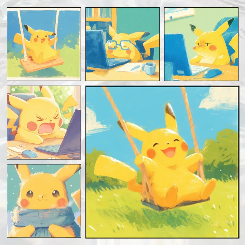 

Pokémon Cute Pikachu Oil Painting Indoor HD Decorative Painting