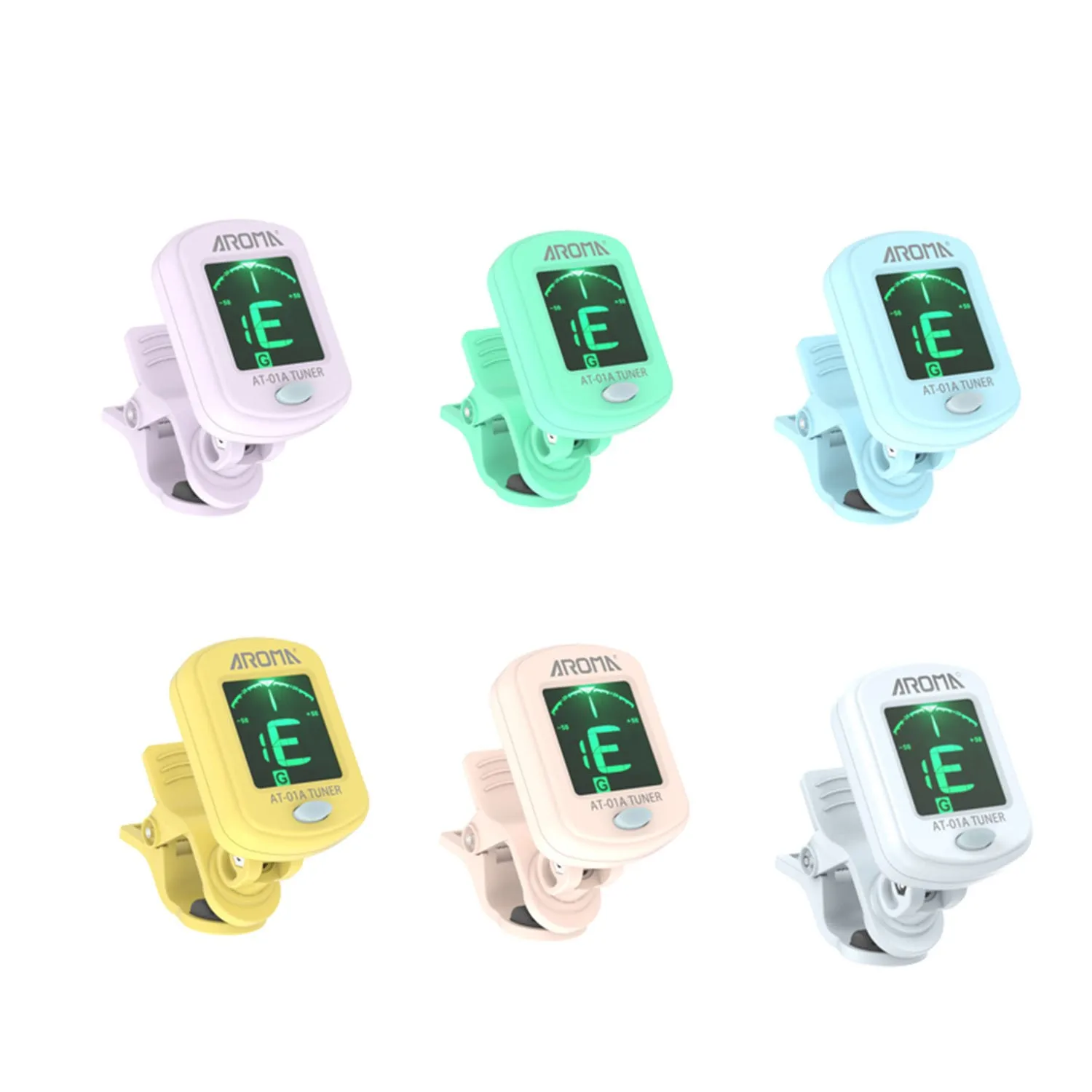 

AROMA Colorful AT-01A Guitar Tuner Rotatable Clip-on Tuner LCD Display for Acoustic Guitar Bass Ukulele Guitar Accessories