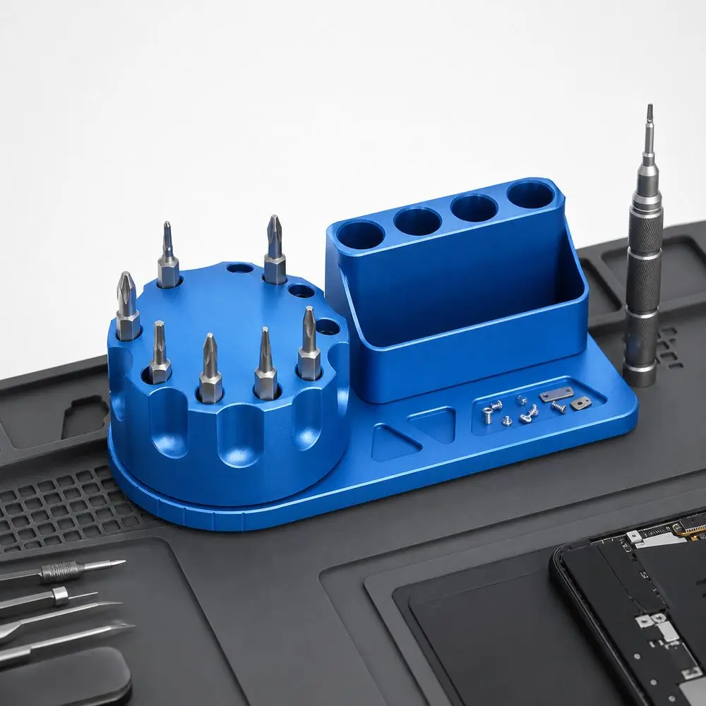Aluminum Alloy Screwdriver Organizer 360 Degree Rotating Multi-Slot Structure Screwdriver Holder Anodized Finish