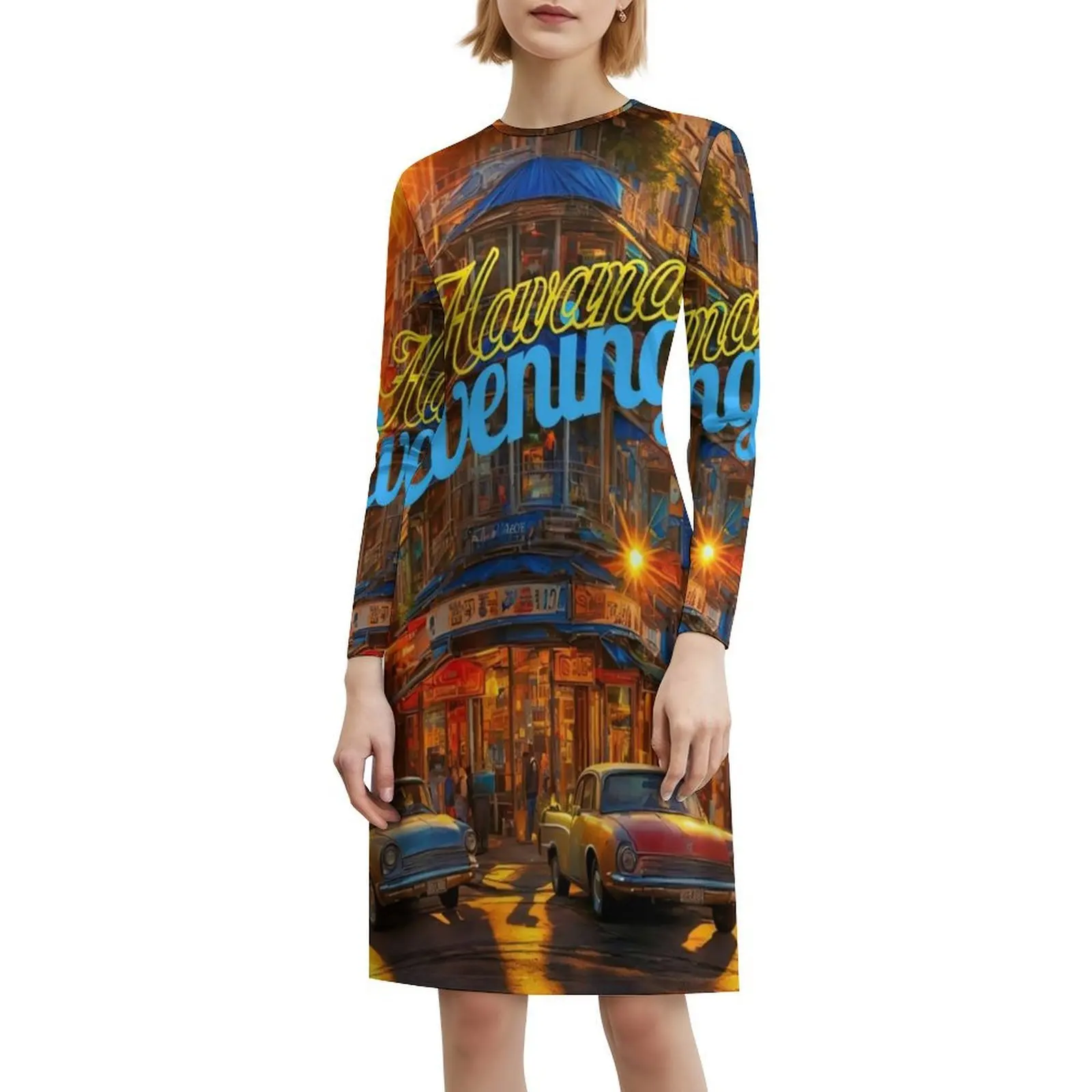 هافانا مساء المرأة الهيب هوب الشارع الشهير فستان جرافيك طباعة ملابس للنادي الحفلات السالسا الكوبية الفن هافانا لوحات الإناث الكوبية