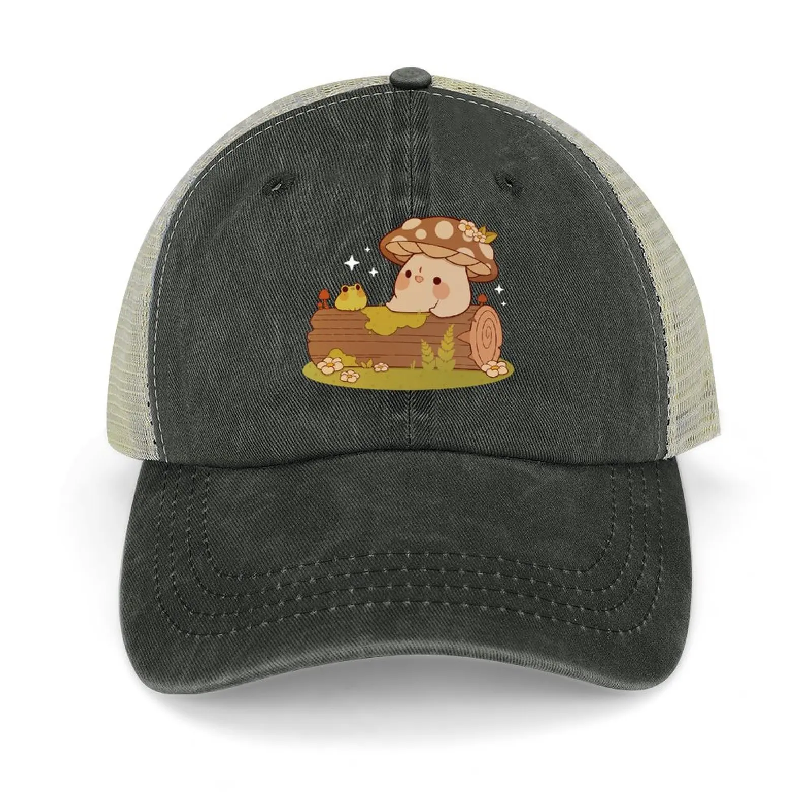 

Mushroom and frog friends Baseball Cap cute Funny hats Beach Outing Luxury Woman Men's