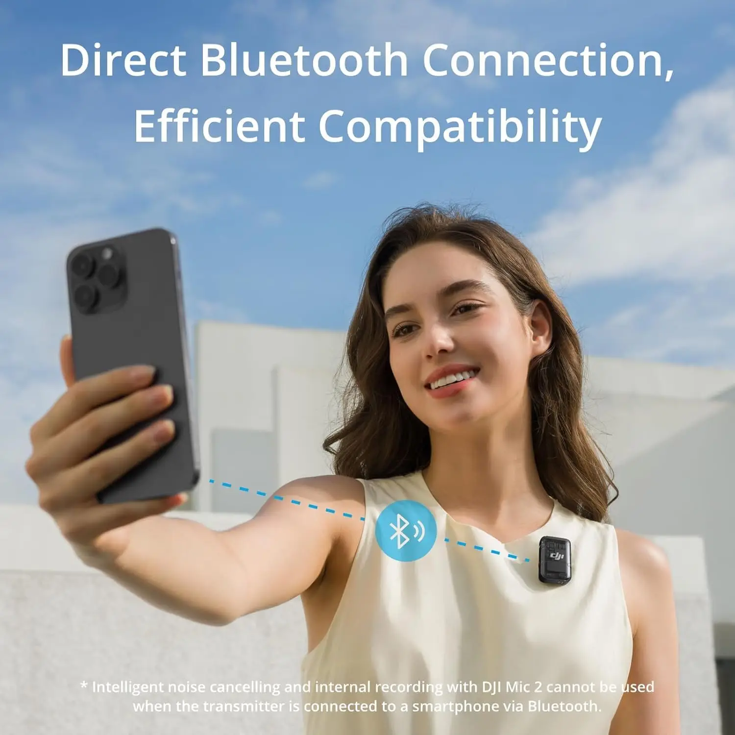 Refurbished Used DJI Mic 2 Transmitter Wireless Bluetooth Microphone with Intelligent Noise Cancelling 14-Hour Internal Recording 6-Hour Battery Magnetic Attachment for Vlogs view 3