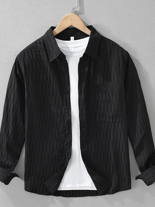 

Summer Men's Long Sve Thin UV Protection irt Youth Slim Fit High End Bubble Cloth Ice Silk Sun Protection irt