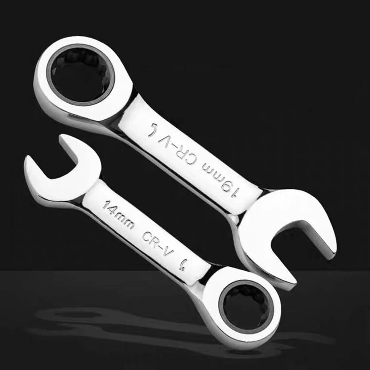 1set Short Handle Quick Ratchet Wrench Opening Torx Dual-purpose Wrench Two-way Labor-saving Auto Repair Hardware Wrench Tool