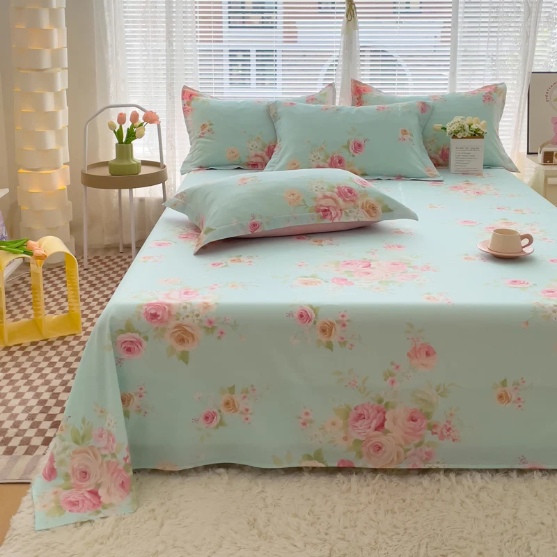 Bonenjoy ملاءات سرير قطنية 100% على شكل زهور ملاءة مسطحة صديقة للبشرة أغطية سرير منزلية للبالغين والأطفال (غطاء وسادة يحتاج إلى طلب) #2