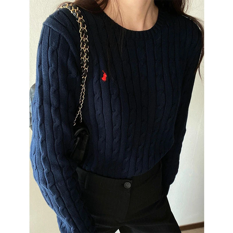 Luxury Designer Round Neck Knitted Sweater for Women, Embroidered Pony Sweater for Autumn and Winter, Warm Pullover for Men 2025