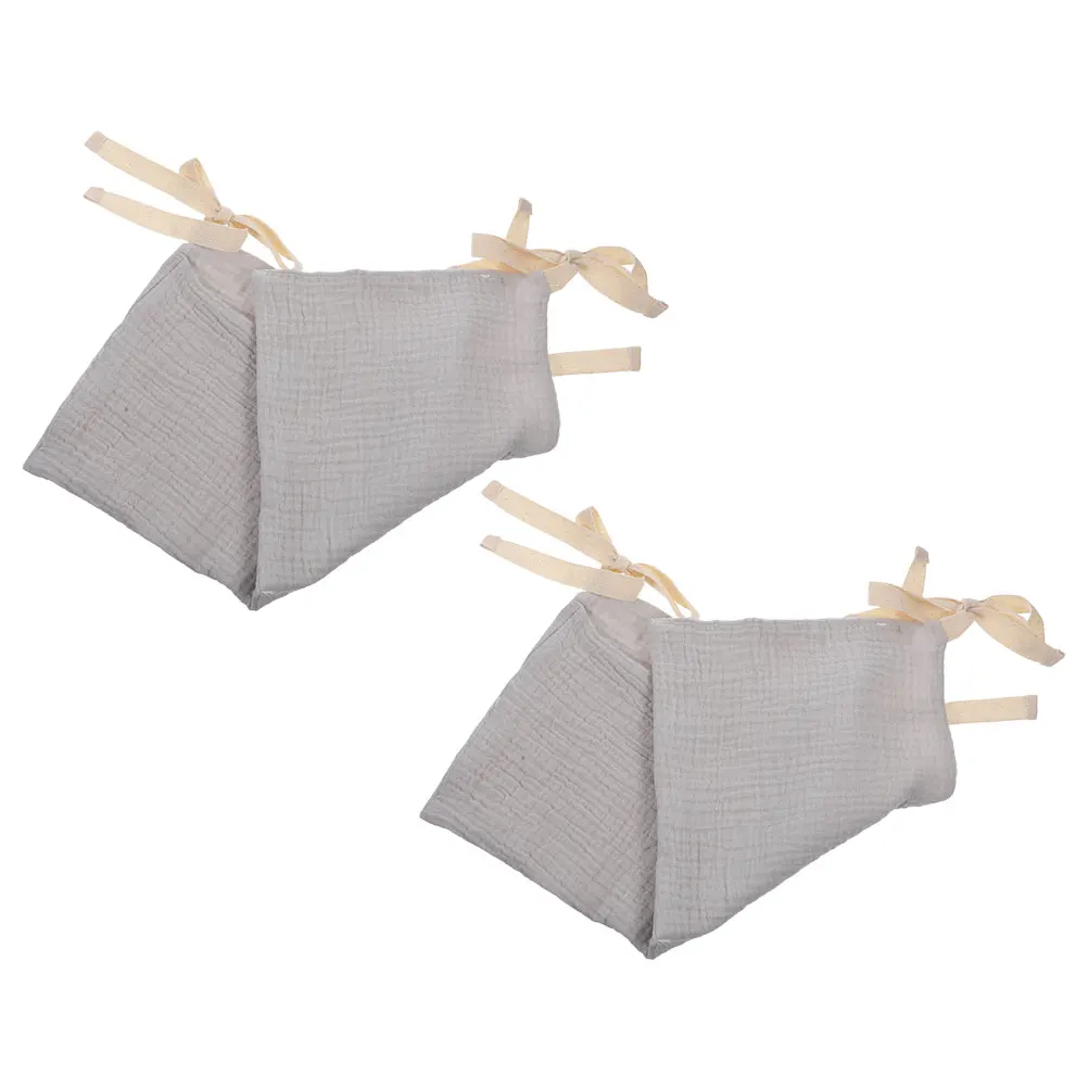 

2 Pcs Baby Crib Hanging Storage Bag Soft Cotton Dual Compartment ganizer Stroller Nursery Bedside Diapers for Changing