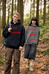 DIY Custom LOGO Image 17+ Colors 400GSM Warm men's Oversized Drop Shoulder Hoodies Solid Color Male Winter with fleece hoodie
