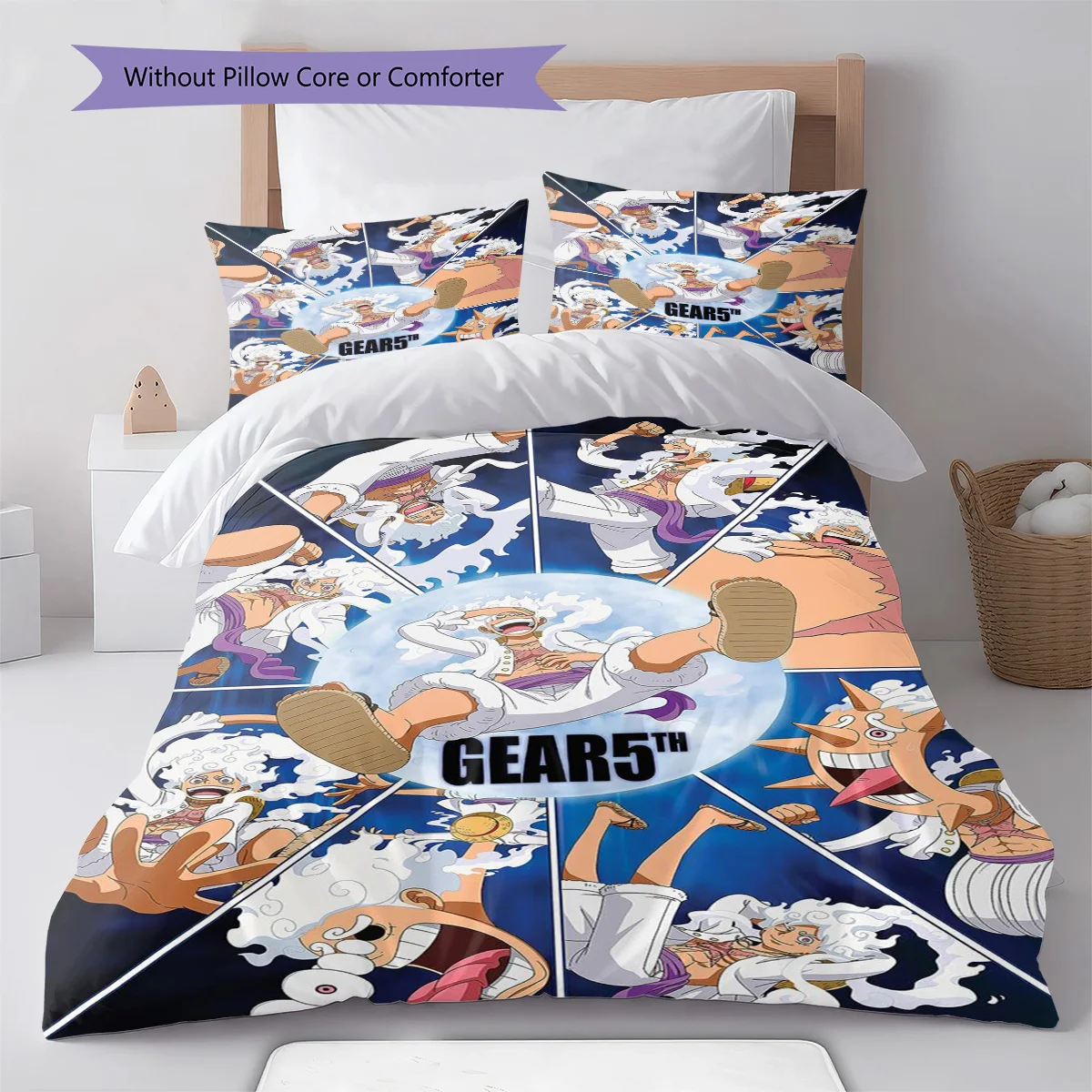 One Piece Luffy Action Pose Bedding Set Anime Duvet Cover Polyester Soft Bed Linen Bedroom Set -QJY