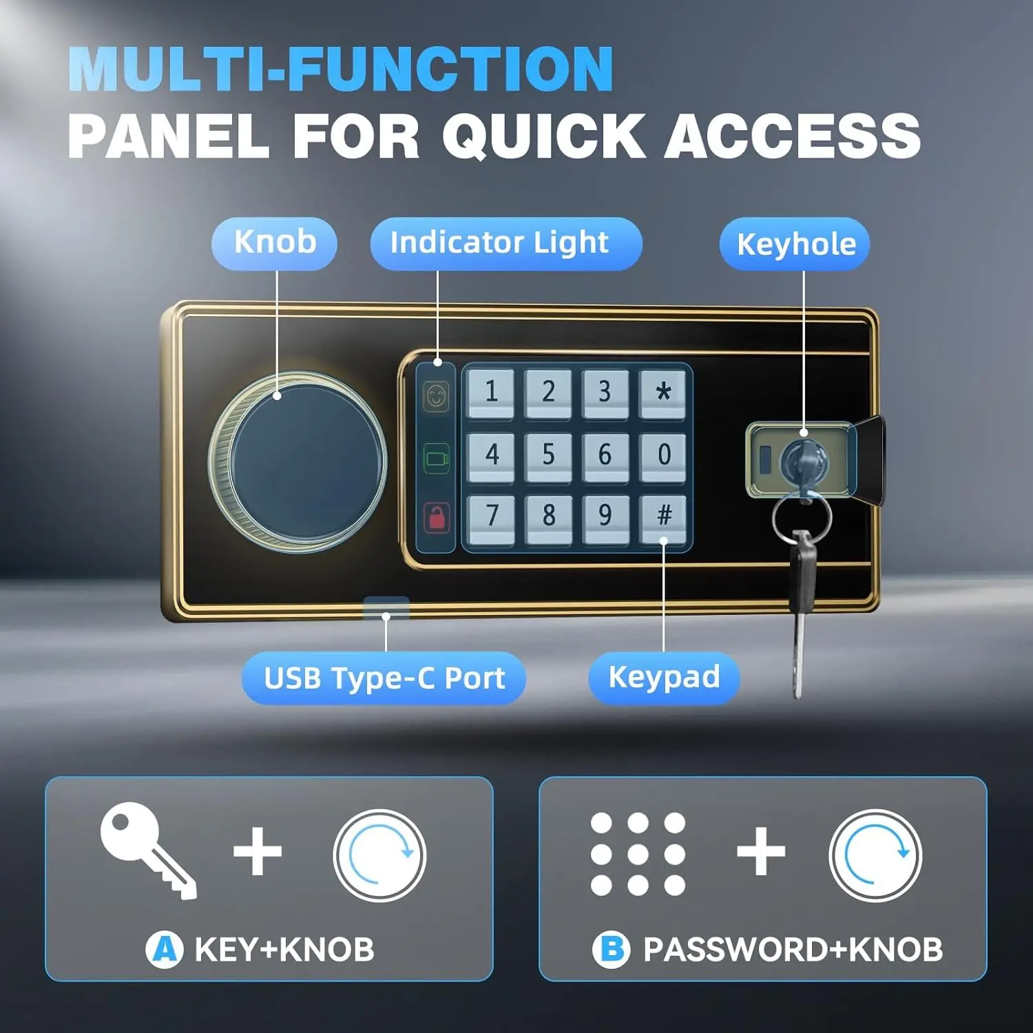 2.2 Cu Ft Fireproof Safe Box for Home - Steel Lock Box for Office & Home Security, Digital Electronic Keypad, Alarm System & Rem
