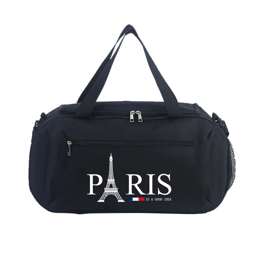 

Waterproof Gym Bags Creativity PARIS Printed Taekwondo Swimming Fitness Bag Large Capacity Travel Bag Ｇirl Boy Basketball Bag