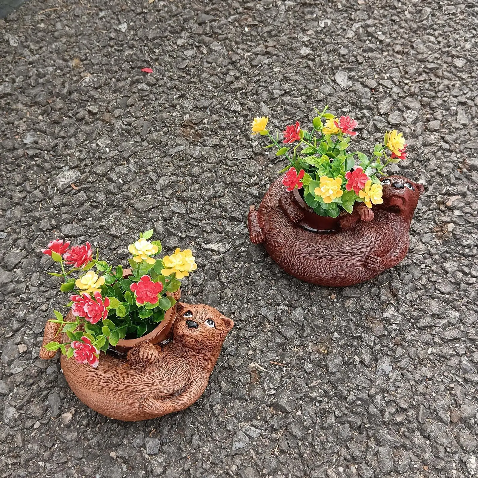 

Кашпо для растений в форме выдры, милый контейнер из смолы, 5,7 x 5,1 x 2,56 дюйма, для сада, дома, окна, угла, патио