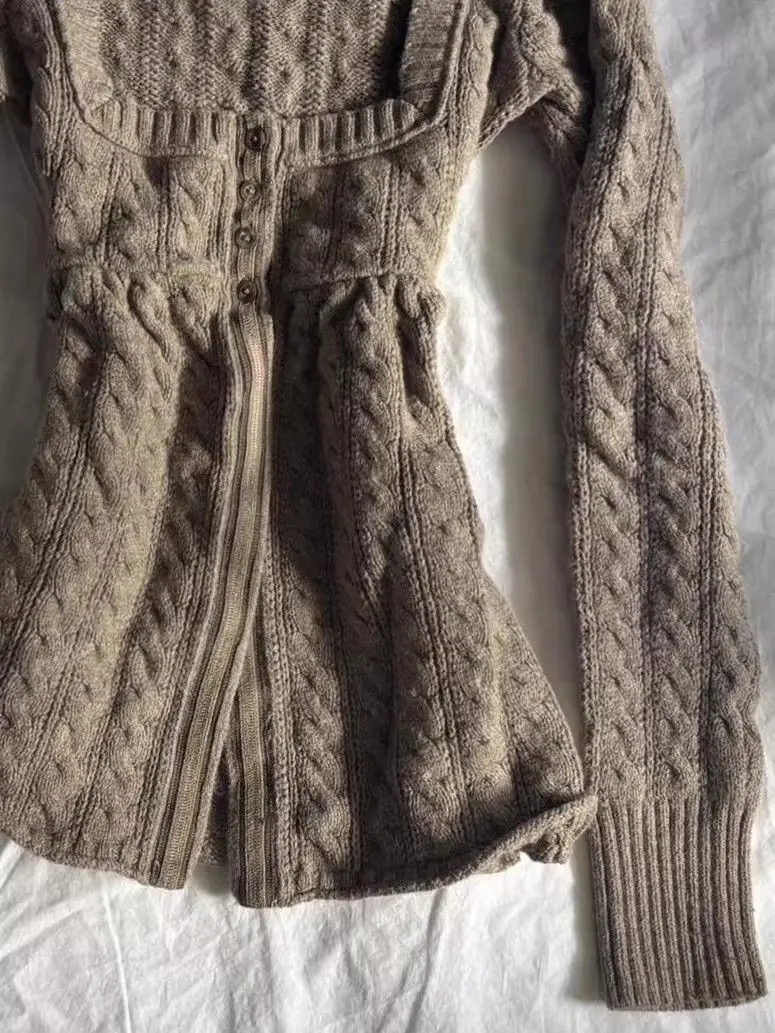 Korean Subculture Gothic Knitted Sweater Women Harajuku Fashion Slim Fit Pullovers Casual Solid Elegant Jumpers Chic