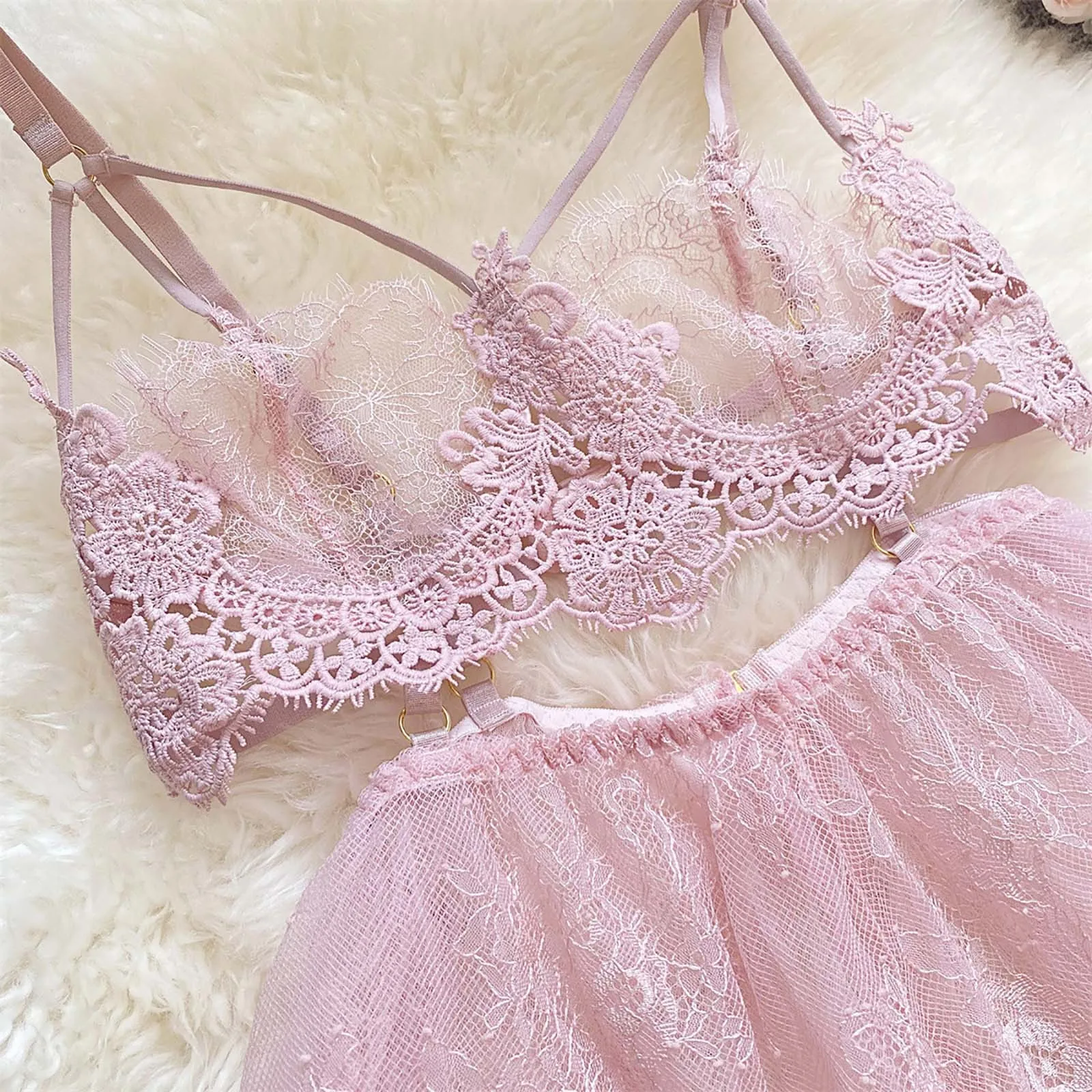Women Sleepwear Backless Nightgown With Thong 2pcs V-Neck Lace Exotic Babydolls… - Image 5