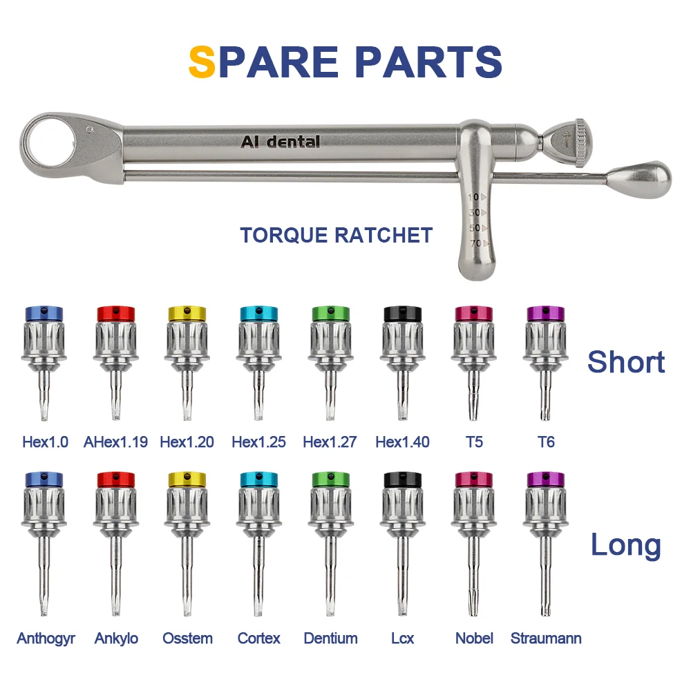 

AI-TC Control Implant Torque Wrench ANK H1.0/OOS H1.2/DEN H1.27/ICX H1.4/NOB R155/ITI R165 Spare Parts