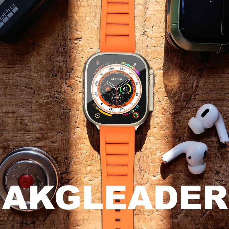 Imagem -04 - Akgleader Pulseira ou Apple Assista Ultra 49 mm 45 mm Fluororubber Banda para Iver Série se 45 44 mm Banda de Alta Qualidade