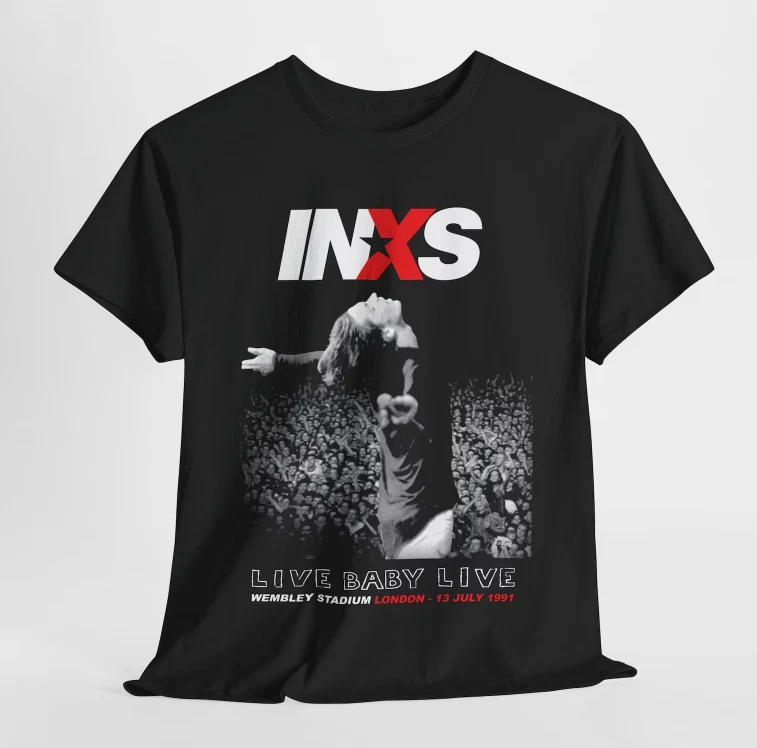 Camiseta Retro del Concierto de Wembley de INXS de 1991, Camiseta Retro de Banda de Rock Apta para Fans, Estilo Unisex, Apta para Todas las Estaciones