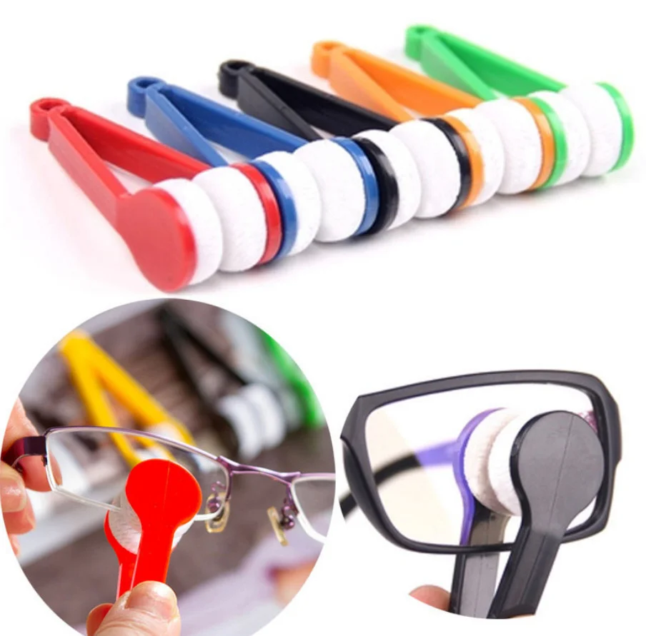 Portable Multifunctional Glasses Cleaning Rub Eyeglass Sunglasses Spectacles Microfiber Cleaning Brushes Wiping Tools