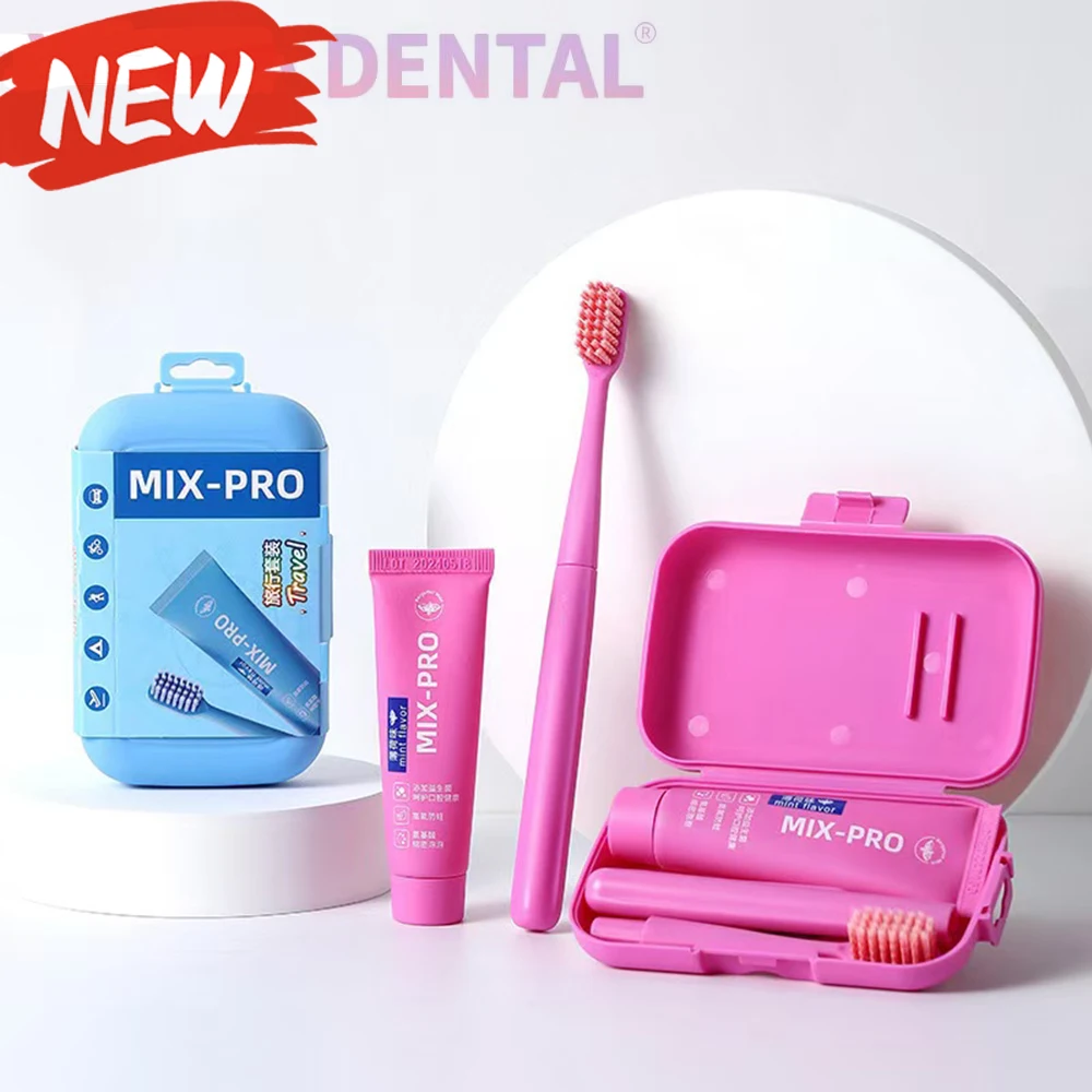

Portable Toothbrush Box Detachable Folding Spiral Soft Bristle Toothbrush Mint Toothpaste Orthodontic Oral Cleaning Travel Set
