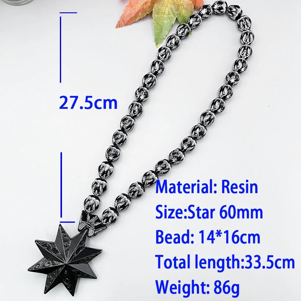 GS234 NEW Octagonal Star Resin DIY Decoration Exquisite White Black Beads 3D Concave Pattern With Meditation Pray Car Pendants