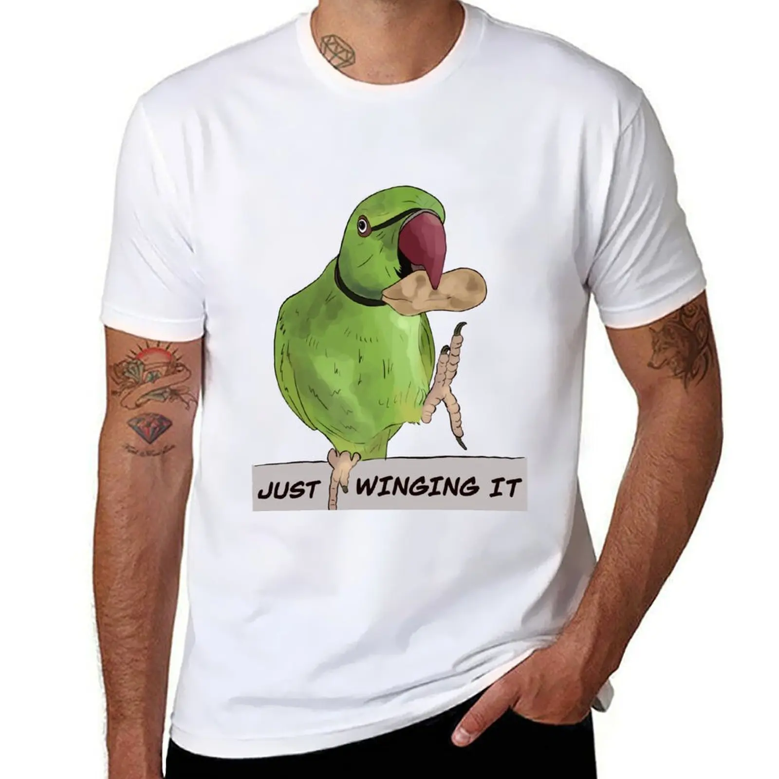 

Just Winging It Indian Ringneck Design T-Shirt t shirt man cotton T-Shirt
