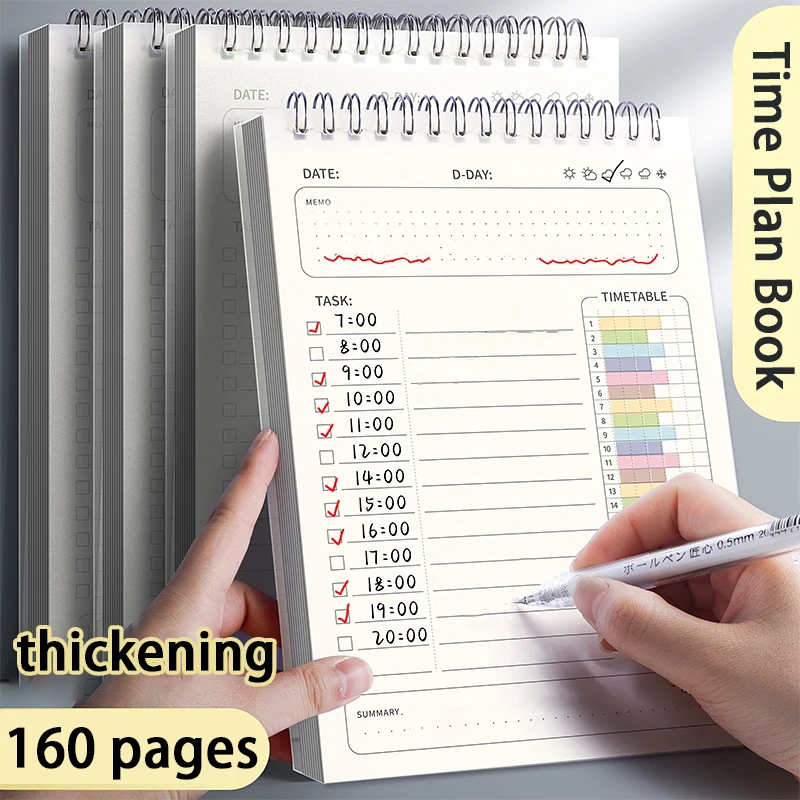 2024 Planner Agenda Spiral A5 Notebook Schedules Daily Plan To Do List Notepad 160 Pages Thick Office School Supplies Stationery