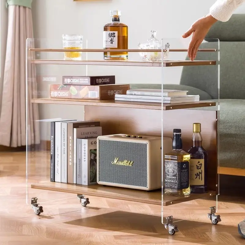 Acrylic Side Table Small Trolley Ins Simple Creative Coffee Table Movable Home Living Room Bedroom Bedside Small Table