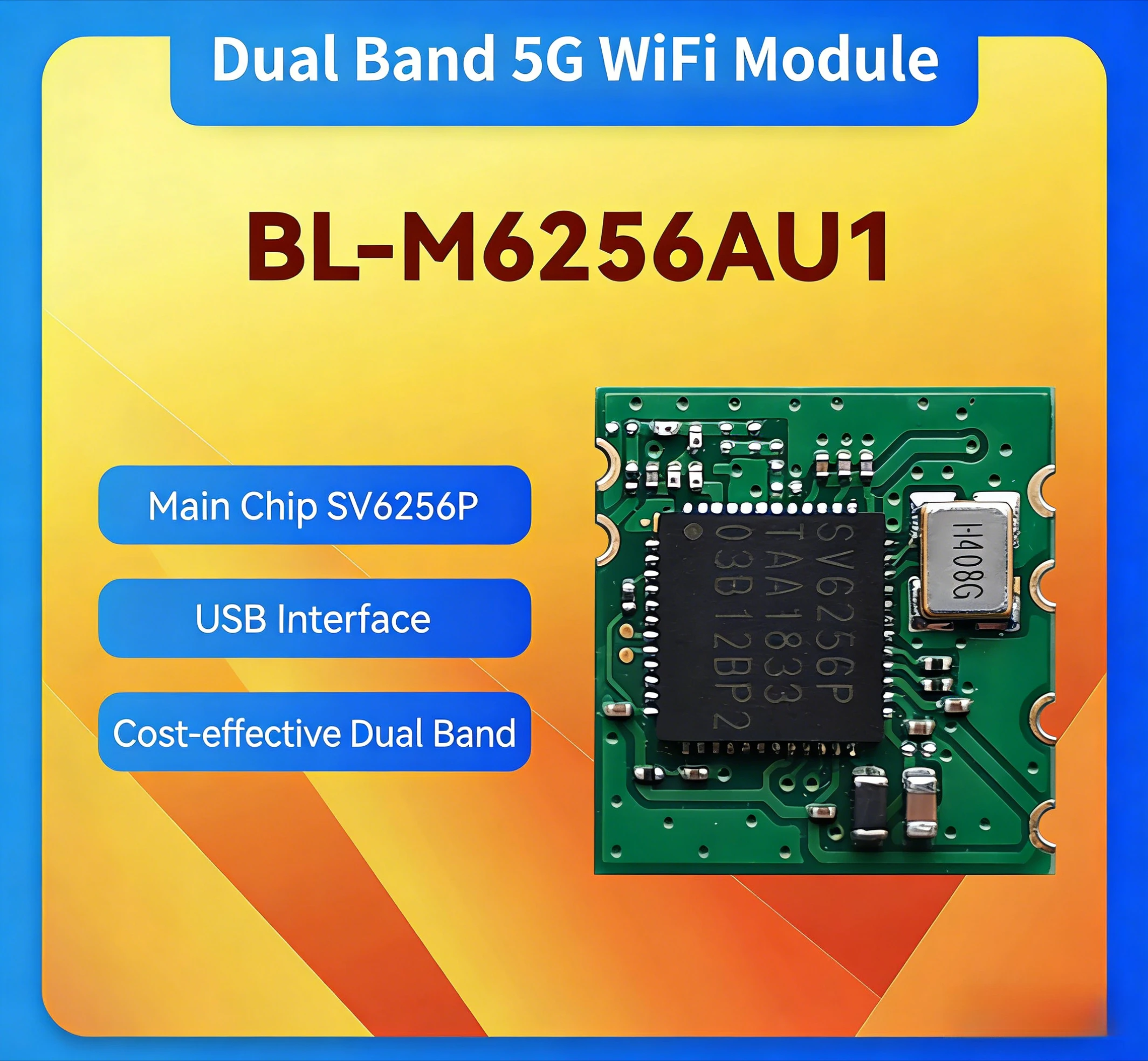 

Двухдиапазонный беспроводной модуль Wi-Fi 5G M6256AU1 с чипом SV6256P для передачи видео с IP-камер