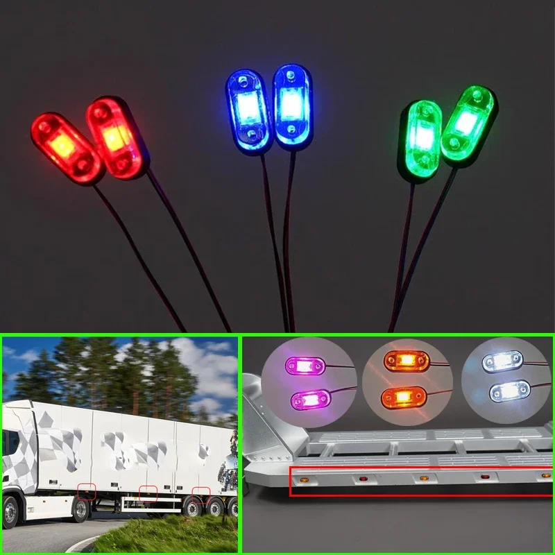 

LED Side Lights Clearance Lamps 3V Danger Light for 1/14 Tamiya RC Truck Trailer Scania 770S Actros 3363 Volvo MAN LESU DIY Part