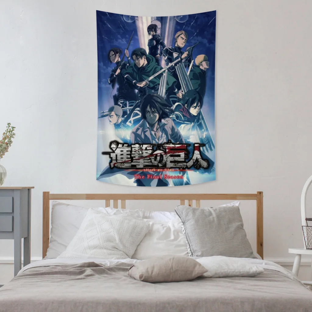 

Wings Of Liberty Attack on Titan Retro Anime Cartoon Tapestry Wall Hanging Cloth Home Décor Aesthetic