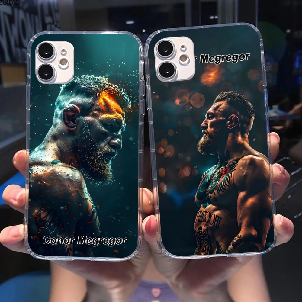 Conor Mcgregor Painting Mobile Cell Phone Case for iPhone 16 15 14 13 12 11 X XR XS 8 Pro Max Plus Mini Clear Transparent Cover