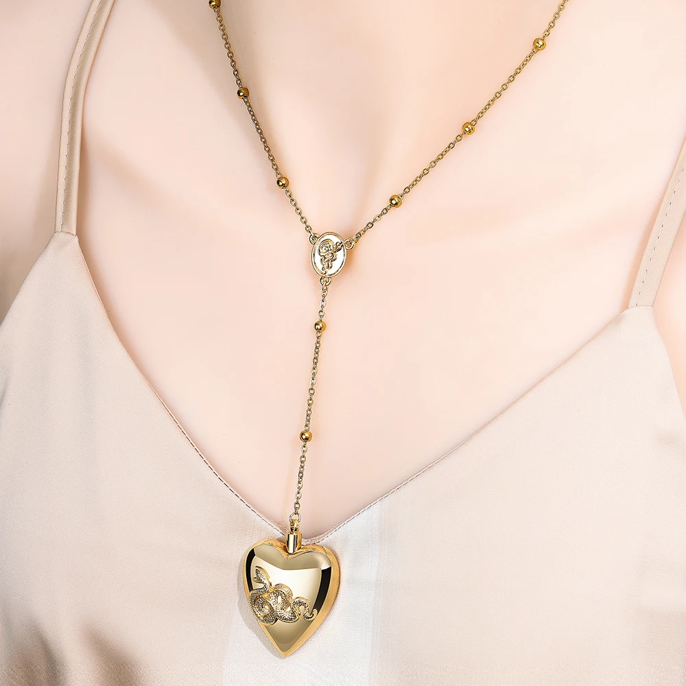DCARZZ Ldr قلادة مدلاة على شكل قلب مفتوحة على شكل جرة سلسلة عنق مجوهرات للنساء والفتيات #4