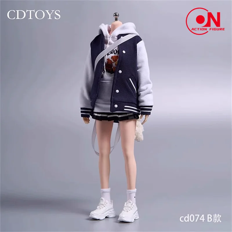 【2024 Q4】cdtoys cd074 1/6 Female Baseball Hooded Sweatshirt Pleated Skirt Clothes Model Fit 12'' Soldier Action Figure Body Doll