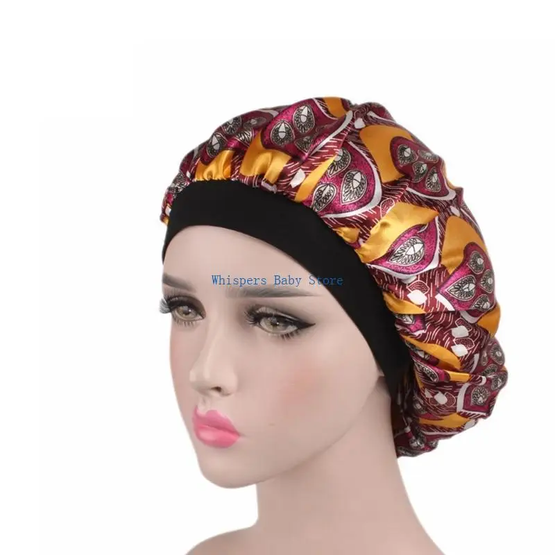 U90E Home Night Hair Bonnet with Smooth Fabric and Broad Head Band