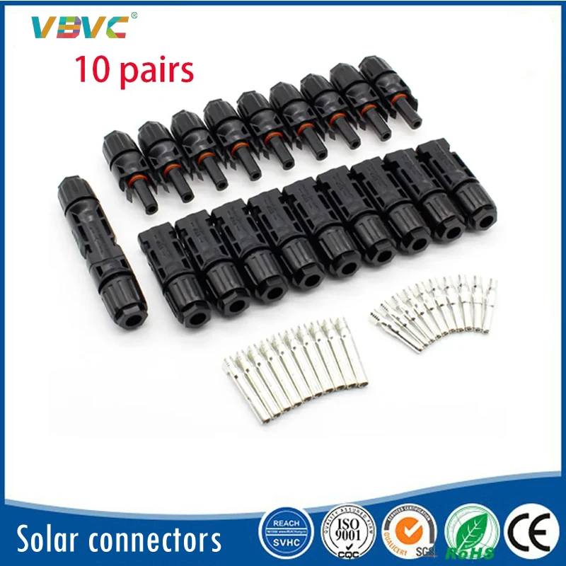 10 DC solar connectors, 1000V30A panel, 10 pair connector kit, suitable for PV/MC cable 2.5/4/6m fastening wrench