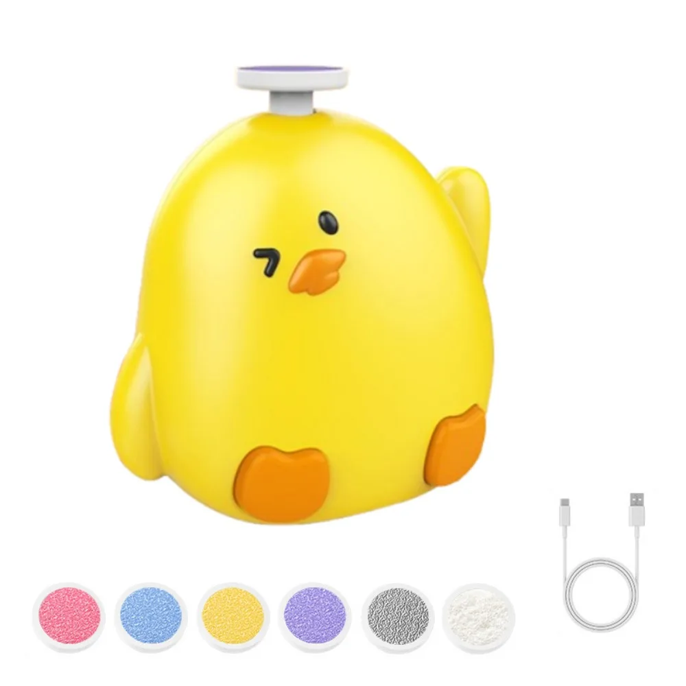 

Cartoon Electric Baby Nail Trimmer Chicken Shape Portable Baby Nail Grinder Quiet Operation 6 Replacement Grinding Heads