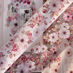 Taoyao Light Retro Pink and White Big Flower Washi PET Journal Sticker Goo Card Tape