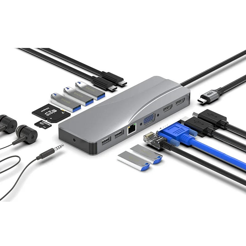 Custom usb type-c hub type c docking station with hd-mi+usb3.0+pd power delivery charger usb-c to usb adapter