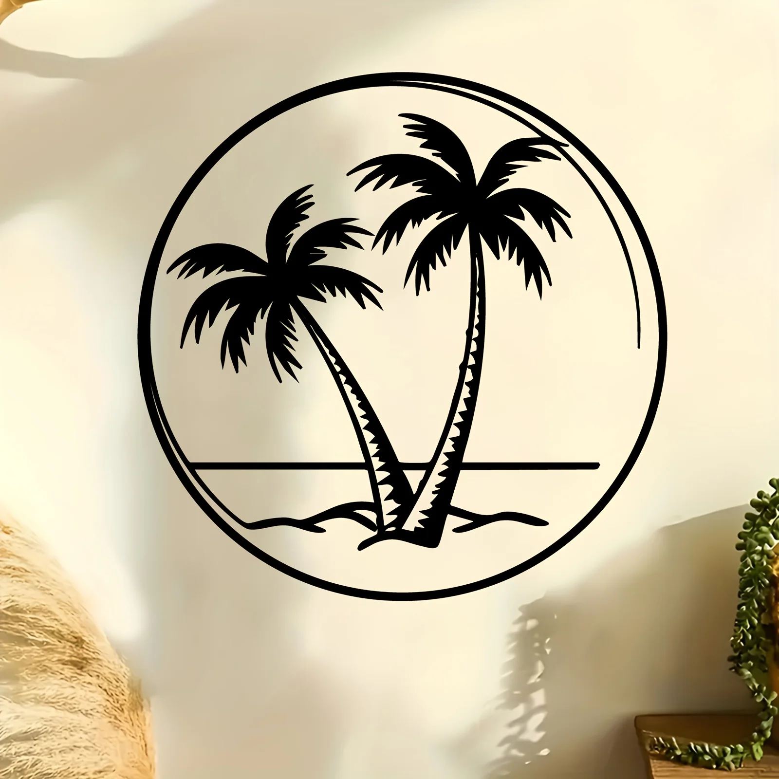 Modern Aluminum Wall Art  Waterproof Palm Tree Mural for Living Room Patio Garden Fence Outdoor Decor