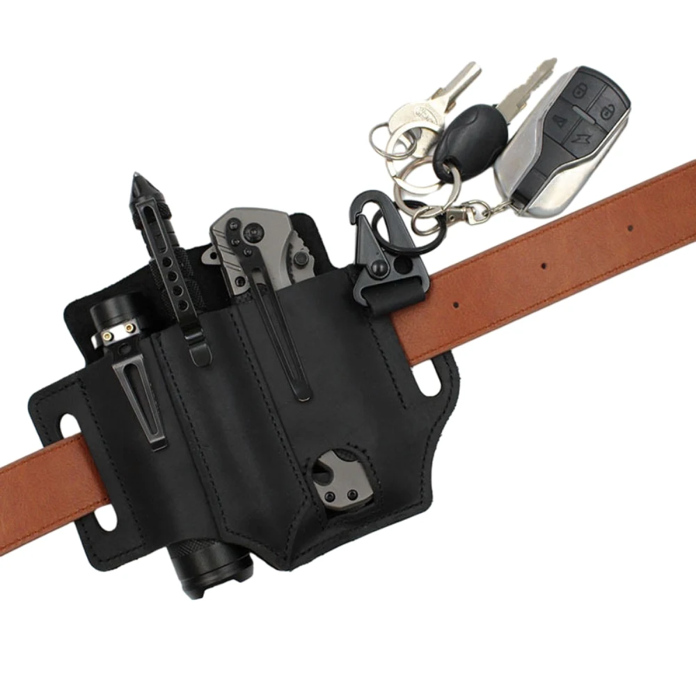 

Leather Bag Multi-tool Leather Bag Sheath Pocket Multitool Holder Essentials Organizer Belt Pouch Pocket for Key Ring Flashlight