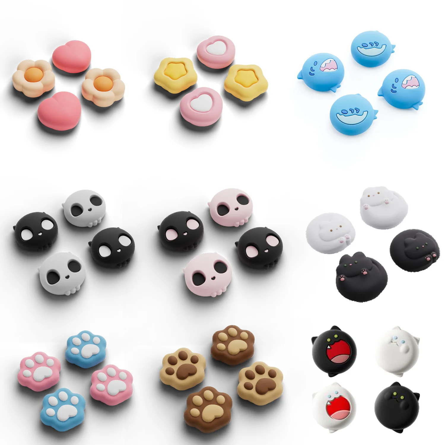 19 Kinds Thumb Grip Caps Compatible with Switch 2 (2025) ,  Geekshare NS2 Anti-Slip Silicone Joystick Caps , 4PCS