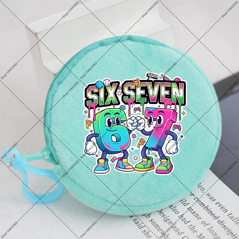 Steal A Brainrot Coin Purse 67 Six Seven Funny Cartoon Print Wallet Womens Mans Mini Purses Kawaii Round Storage Wallets Gifts