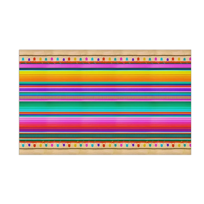 Mexican Fiesta Party Tablecloth, Colorful Striped Disposable Waterproof Tablecloth, Party Mexican Themed Table Covers