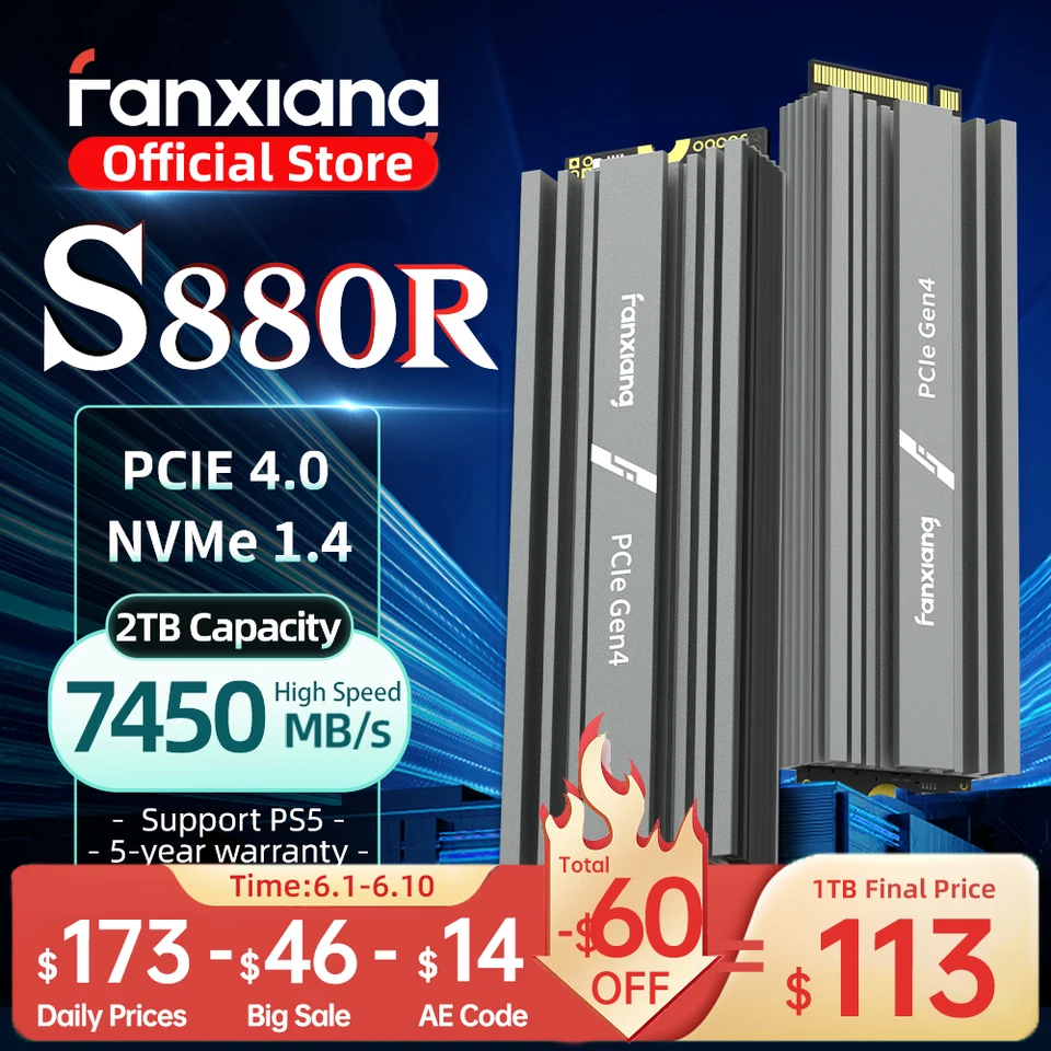 Fanxiang S880R 7450MB/s SSD NVMe M.2 2280 4TB 2TB 1TB 内蔵ソリッド