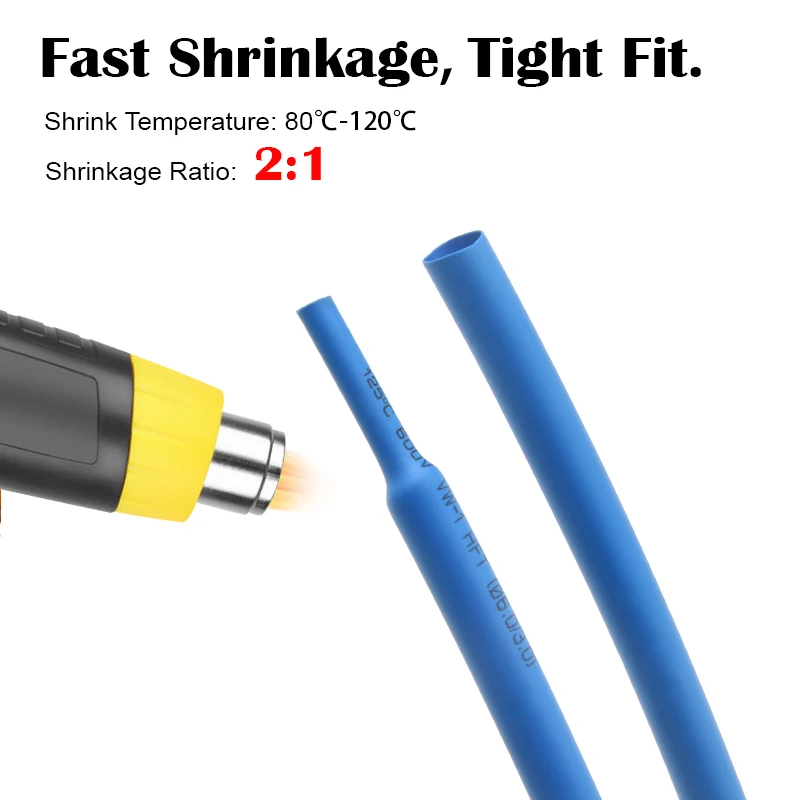 1/2/5M Blue 2:1 Heat Shrink Tube Dia 0.6mm ~ 80mm Polyolefin Shrinkable Assortment Tube Insulation Cable Sleeving Sheath Wrap
