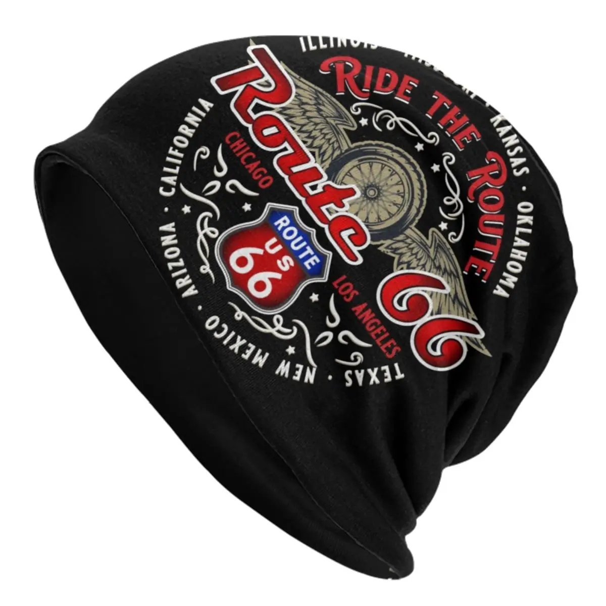 Read The Route 66 Motorcyle Bikers Skullies Beanies Caps Cool Winter Warm Knitting Hats Unisex Adult USA Highways Bonnet Hats